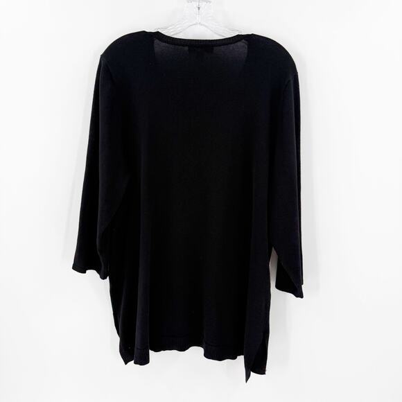 Roz & Ali Black V-Neck Embellished Pullover Sweater Women's Size 2X FLAWED - Picture 2 of 12